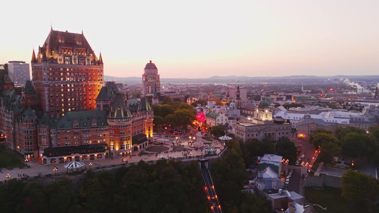aerial drone shot of hotel fairmont le chateau frontenac in 1 3